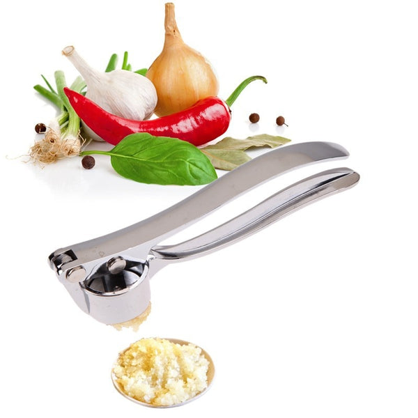 Stainless Steel Alloy Crusher Kitchen Round Extrusion Tool Garlic Press Fruit